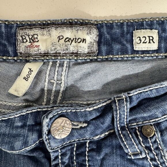 BKE Payton Jeans Womens 32x30 Low Boot Stretch Ripped Western Medium Wash Denim - Picture 11 of 15